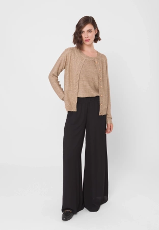 Wiskozowa bluzka na szerokich ramiączkach w złotym kolorze