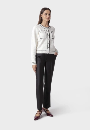 Ecru kardigan z dzianiny boucle