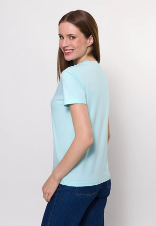 Turkusowy bawełniany t-shirt z rybką