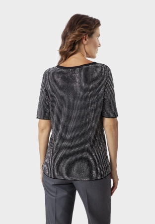 Czarna bluzka z wiskozy z dżetami