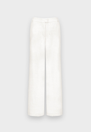 Wiskozowe spodnie z lnem w kolorze ecru