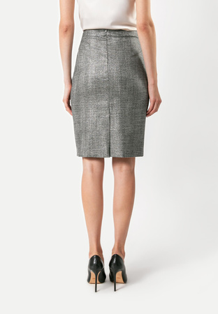 Ołówkowa spódnica w kratkę w srebrno-szarym kolorze