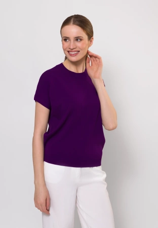 Fioletowa dzianinowa bluzka z wiskozą