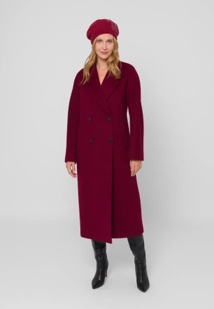 Bordowy beret z haftem