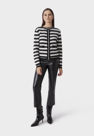 Kardigan w czarno-białe zygzaki ze złotą nitką