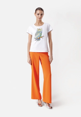 Pomarańczowe spodnie z szeroką nogawką