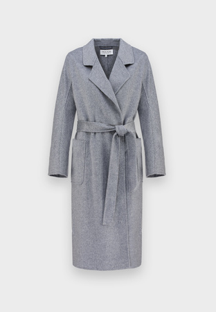 Szary płaszcz double face 100% wełna