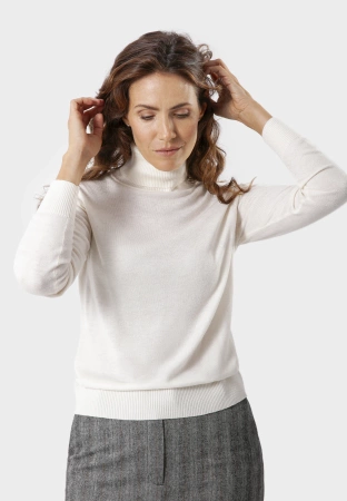 Cienki golf ecru z wełną