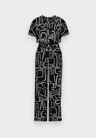 Czarno-biały kombinezon z wiskozy