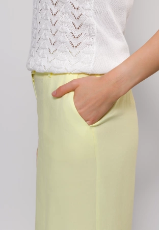 Żółte szerokie spodnie z wiskozą i lnem