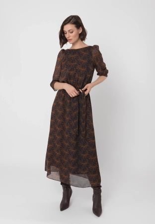 Sukienka wiązana w pasie z rękawem ¾