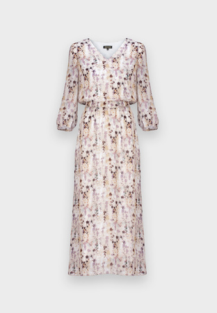 Długa sukienka z wiskozy w drobny print