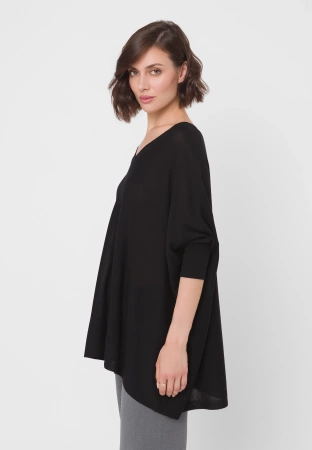 Czarna dzianinowa tunika z wiskozą