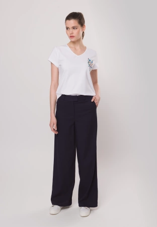 Bawełniany t-shirt z sową w kolorze białym