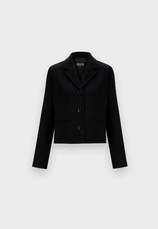 Krótki czarny żakiet z klasycznym kołnierzem