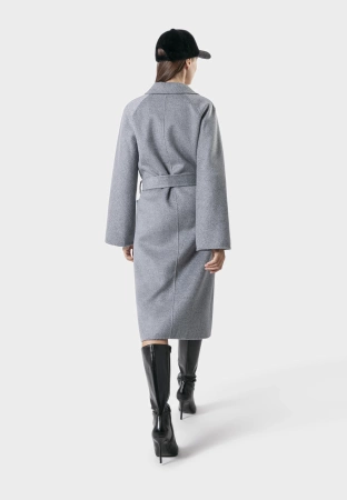 Szary płaszcz double face 100% wełna