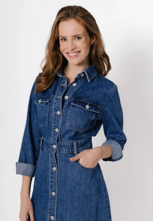 Długa jeansowa sukienka