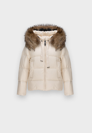 Beżowa puchowa kurtka z naturalnym wypełnieniem