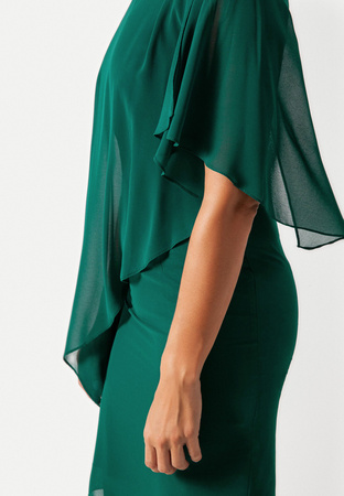 Zielona sukienka z asymetryczną falbaną