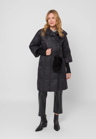 Czarna torebka etui z naturalnego futra