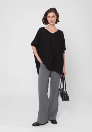 Czarna dzianinowa tunika z wiskozą