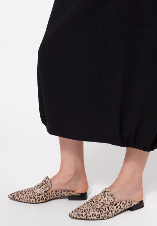 Długa czarna sukienka z lnem i wiskozą