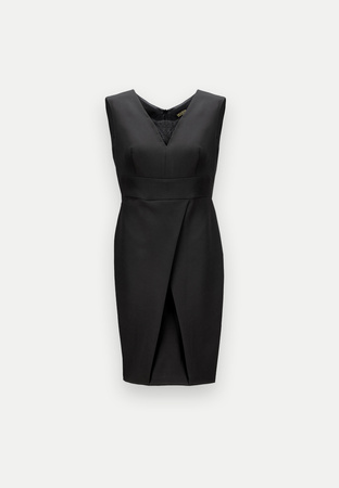 Elegancka czarna sukienka z odpinaną koronką