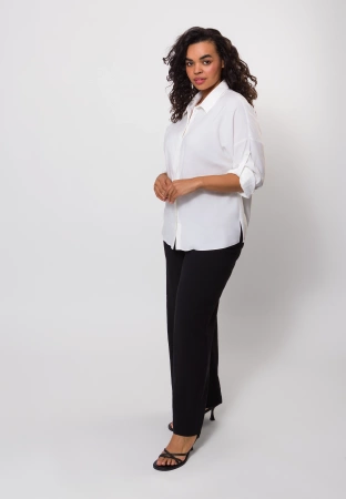 Ecru koszula z domieszką lnu