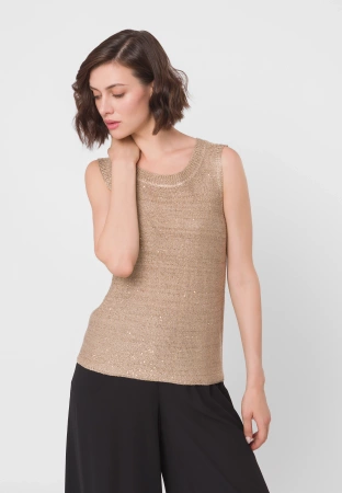 Wiskozowa bluzka na szerokich ramiączkach w złotym kolorze