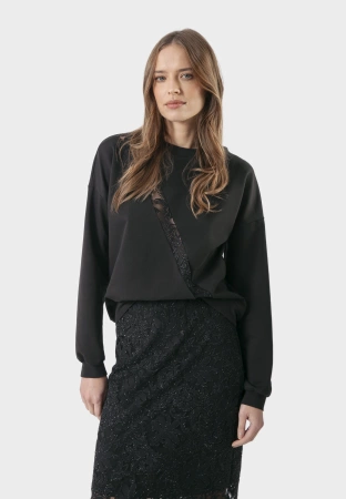 Bawełniana bluza z delikatną koronką