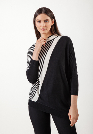 Asymetryczna tunika w czarno-białe paski