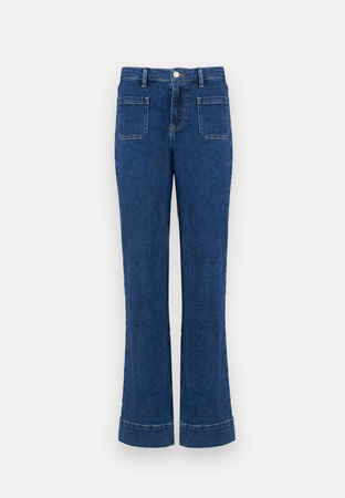 Granatowe jeansy z szeroką nogawką