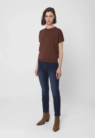 Brązowa dzianinowa bluzka z wiskozą
