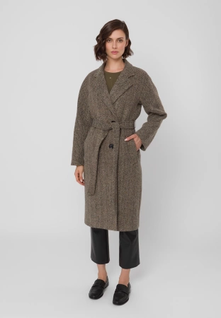 Dwurzędowy płaszcz w jodełkę