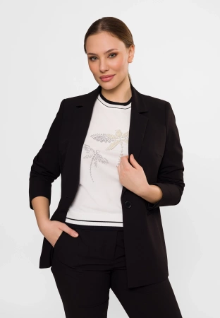 Dzianinowa ecru bluzka z aplikacją