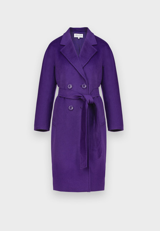 Fioletowy dwurzędowy płaszcz 100% wełna