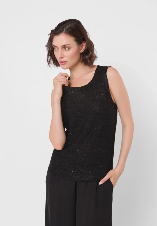 Wiskozowa bluzka na szerokich ramiączkach w czarnym kolorze