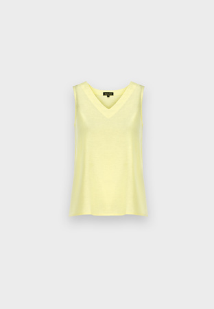 Żółta bluzka na szerokich ramiączkach z bawełny i lnu