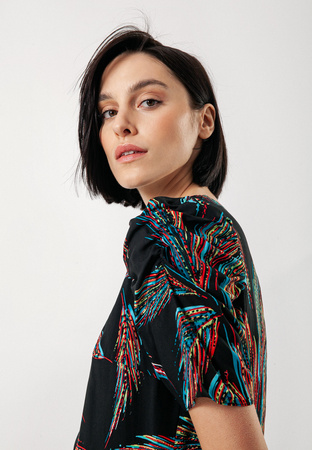 Sukienka z bufiastymi rękawami 100% wiskoza