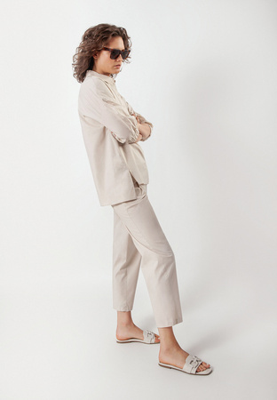 Beżowa popelinowa koszula