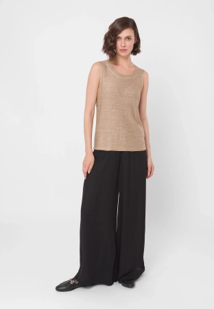 Wiskozowa bluzka na szerokich ramiączkach w złotym kolorze