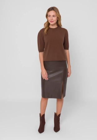 Brązowa skórzana spódnica