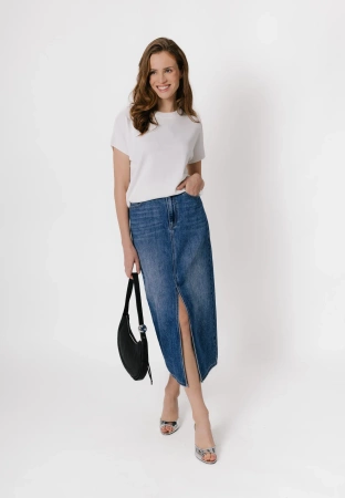 Długa jeansowa spódnica