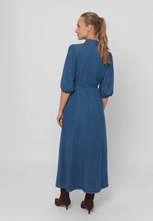 Jeansowa sukienka z bufiastymi rękawami