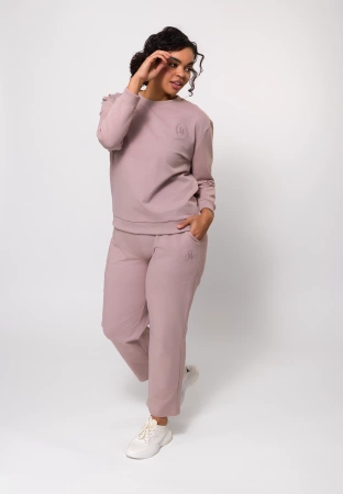 Beżowe dresowe spodnie z prostą nogawką