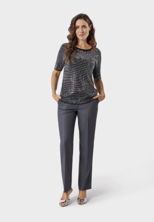 Czarna bluzka z wiskozy z dżetami