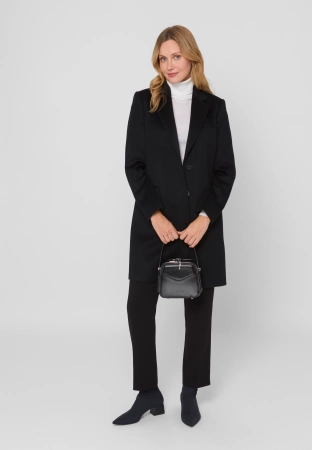 Czarny płaszcz dyplomatka 100% wełna