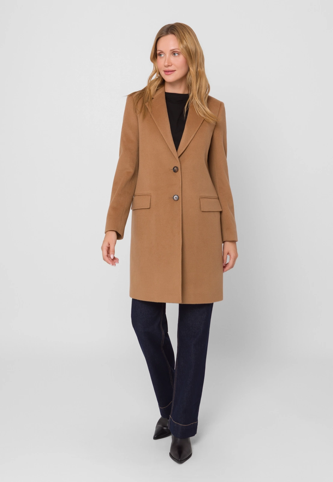 Camelowy płaszcz dyplomatka 100% wełna