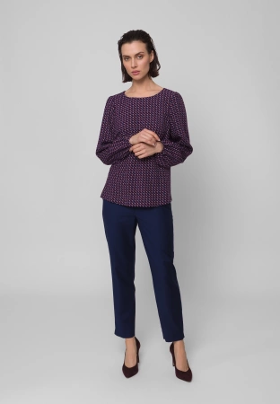 Wiskozowa bluzka z bufiastymi rękawami