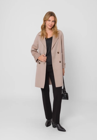 Beżowy dwurzędowy płaszcz 100% wełna